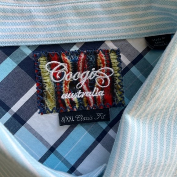 Coogi Australia Men's Classic XXL Long Sleeve Button Up Blue White Striped Shirt - Picture 4 of 8